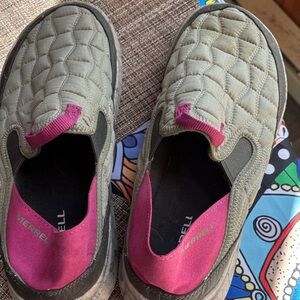 Merrell Quilted Slip-On Sneakers - Olive and Pink